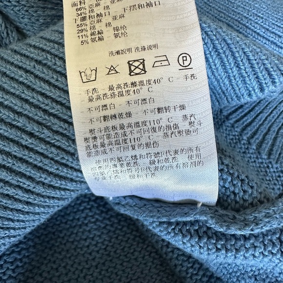 Giorgio Armani Woman Sweater Slate blue 44 Sz M/L Linen, Cotton. Logo In Front - Picture 10 of 14